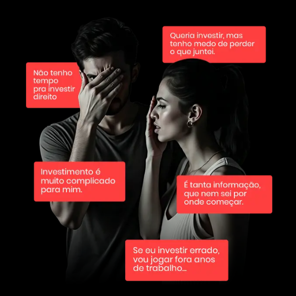 Pessoas preocupadas com frases sobre medo e dúvidas ao investir